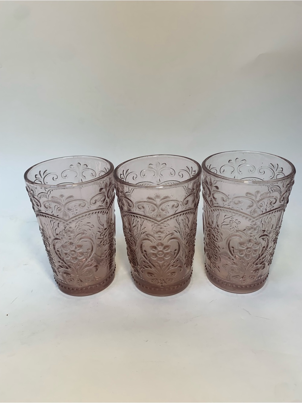 Pioneer Woman Amelia Pink 15.22 oz Glass Tumblers, Set of 3